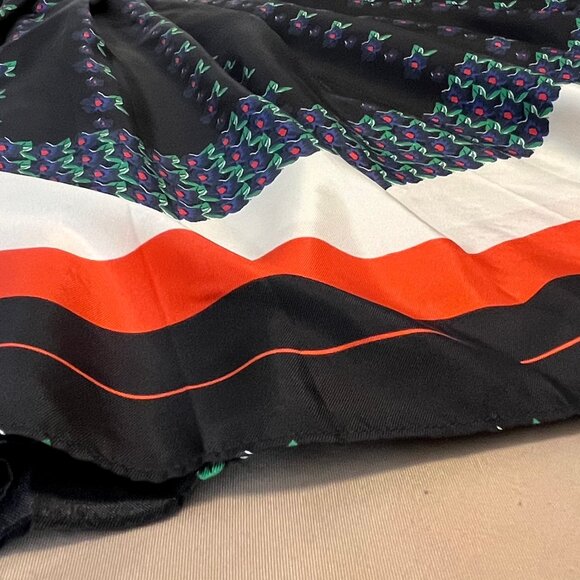 Tory Burch Carmine Silk-Satin Pleated Tea Rose Skirt 🌹 Navy Floral | Size 6 - Picture 4 of 5